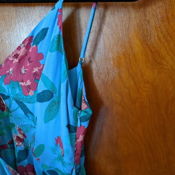 Zara Blue and Pink Floral Print Midi Dress - Picture 9 of 11